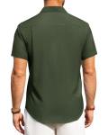 Alimens & Gentle Mens Linen Shirts Short Sleeve Button Down Shirts Wrinkle Free Casual Vacation Beach Summer Tops,Olive Green,M
