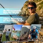 2 Pack Polarized Sports Sunglasses for Men Women, TR90 Wrap Around Design Sun Glasses UV400 Protection Outdoor Driving Cycling Fishing Black+Tortoise