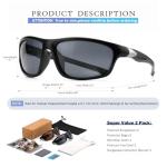 2 Pack Polarized Sports Sunglasses for Men Women, TR90 Wrap Around Design Sun Glasses UV400 Protection Outdoor Driving Cycling Fishing Black+Tortoise