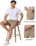 COOFANDY Men's Casual Shorts Elastic Waist Drawstring Lightweight Beach Shorts - Dark Khaki, Medium