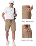 COOFANDY Men's Casual Shorts Elastic Waist Drawstring Lightweight Beach Shorts - Dark Khaki, Medium