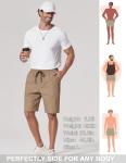 COOFANDY Men's Casual Shorts Elastic Waist Drawstring Lightweight Beach Shorts - Dark Khaki, Medium