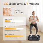 Vibration Plate Exercise Machine, 250 Speeds Home Fitness Vibrating Plate for Lymphatic Drainage, Vibration Plate 400 Lbs Capacity, Vibrating Plates for Weight Loss, Workout Equipment for Women Men