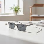 Ted Baker TMS160 Men's Rectangular Polarized Fashion Sunglasses, UV400 Protection, 55 mm, Grey