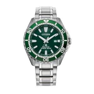 Citizen Men's Promaster Sea Eco-Drive Stainless Steel Watch, 3-Hand Date, One-Way Rotating Bezel, ISO Compliant, Luminous Hands and Markers, Green Dial (Model: BN0199-53X)