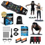 Push Up Board for Full Body Workout - Versatile Home Workout Equipment with QR Code Guided Workouts, Sweat Resistant Handles, Resistance Bands, Perfect for Beginners to Pros - L&C Exercise Essentials