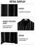 VATPAVE Mens Summer Striped Shirts Button Down Short Sleeve Vintage Beach Hawaiian Shirts with Pocket Large Black Fashion