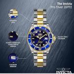Invicta Men's Pro Diver Quartz Watch with Stainless Steel Strap, Two Tone, 20 (Model: 26972)