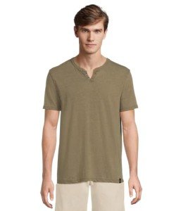 Lucky Brand Men's Dark Olive Notch Neck Tee