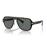 Versace VE2199 Medusa Charm 100281 56MM Black/Grey Polarized Square Sunglasses for Men +Bundle with Accessory Eyewear Kit