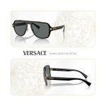 Versace VE2199 Medusa Charm 100281 56MM Black/Grey Polarized Square Sunglasses for Men +Bundle with Accessory Eyewear Kit