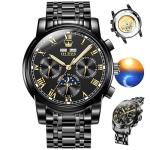 OLEVS Black Watches for Men Luxury Automatic Mens Watches Dress Chronograph Self Winding Casual Men’s Black Watch Man Watch Stainless Steel Relojes para Hombres