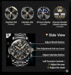 OLEVS Black Watches for Men Luxury Automatic Mens Watches Dress Chronograph Self Winding Casual Men’s Black Watch Man Watch Stainless Steel Relojes para Hombres
