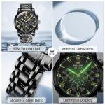 OLEVS Black Watches for Men Luxury Automatic Mens Watches Dress Chronograph Self Winding Casual Men’s Black Watch Man Watch Stainless Steel Relojes para Hombres