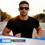 kunqun Polarized Sports Sunglasses for Men - Wrap Around Mens Sunglasses UV Protection for Fishing Cycling Driving