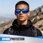kunqun Polarized Sports Sunglasses for Men - Wrap Around Mens Sunglasses UV Protection for Fishing Cycling Driving