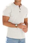 Sailwind Mens Muscle Henley Shirts Lightweight Workout T-Shirt Gym Tee Athletic Short Sleeve with Button White