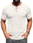 Sailwind Mens Muscle Henley Shirts Lightweight Workout T-Shirt Gym Tee Athletic Short Sleeve with Button White