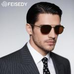 FEISEDY Polarized Aviator Sunglasses for Men Square Retro Metal Frame UV 400 Protection TAC Lens B0329