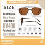 FEISEDY Polarized Aviator Sunglasses for Men Square Retro Metal Frame UV 400 Protection TAC Lens B0329