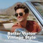 FEISEDY Polarized Aviator Sunglasses for Men Square Retro Metal Frame UV 400 Protection TAC Lens B0329