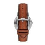 Fossil Men's Minimalist Quartz Stainless Steel and Brown Leather Three-Hand Watch for Men