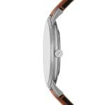 Fossil Men's Minimalist Quartz Stainless Steel and Brown Leather Three-Hand Watch for Men