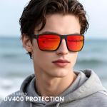 RSQQAV Polarized Sunglasses for Men Square Lightweight Frame Sun Glasses UV Protection for Driving Fishing Golf