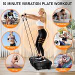 GLYLF Vibration Plate Exercise Machine, 130 Levels Full Body Workout Vibrating Plate for Lymphatic Drainage Weight Loss, 450 Lbs Capacity Shake Platform with Resistance Bands Bluetooth for Women Men