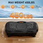 GLYLF Vibration Plate Exercise Machine, 130 Levels Full Body Workout Vibrating Plate for Lymphatic Drainage Weight Loss, 450 Lbs Capacity Shake Platform with Resistance Bands Bluetooth for Women Men