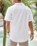 J.VER Men's Casual Half Sleeve Linen Shirt - White