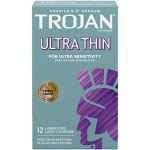Trojan Ultra Thin Premium Lubricated Condoms - 12 Pack