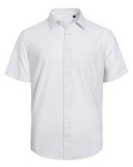 J.VER Men's Casual Half Sleeve Linen Shirt - White