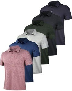 6 Pack Men's Moisture-Wicking Polo Shirts Set