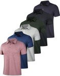 6 Pack Men's Moisture-Wicking Polo Shirts Set