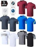 5 Pack Men’s Quick Dry Athletic Crew Neck Tees