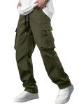 Men's Cargo Joggers with Pockets in Army Green