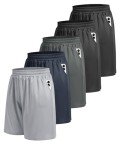 BOOJO Men's 5 Pack Quick-Dry Gym Shorts