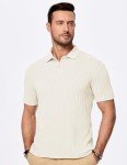 JMIERR Men's Classic Loose Fit Polo Shirt, Beige