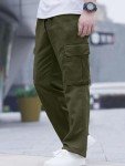 Men's Cargo Joggers with Pockets in Army Green