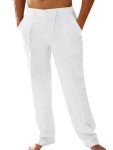 Men’s Casual Loose Fit Linen Pants - White