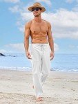 Men’s Casual Loose Fit Linen Pants - White