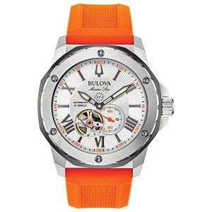 Bulova Men's Marine Star Automatic Watch, Orange Strap