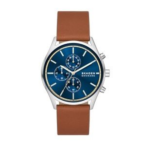 Skagen Men's Holst Chronograph Silver & Brown Watch