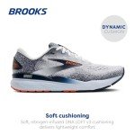 Brooks Ghost 16 Men's Running Shoes - White/Peacoat/Orange