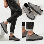 Men's White Casual Lace-Up Sneakers - Dark Grey