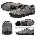 Men's White Casual Lace-Up Sneakers - Dark Grey