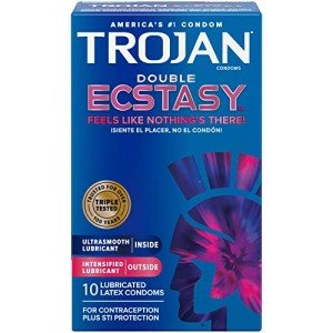 Trojan Double Ecstasy Lubricated Condoms - 10 Pack