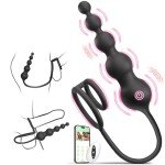Vibrating Anal Beads and Cock Ring Set for Men