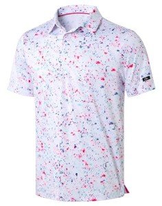 Men's Dry Fit Golf Polo Shirt - White Dots